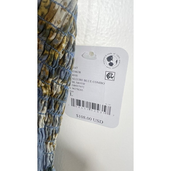 Free People Revolve Size Large HeatWave Blue Floral Print Smocked Maxi Dress NEW - Picture 9 of 15